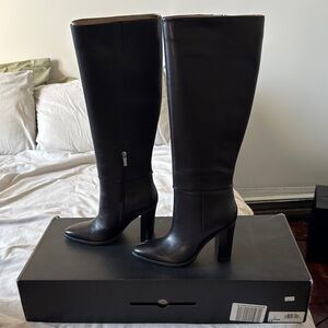 Leather Black Knee-High Women's Boots